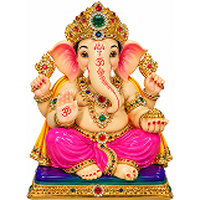 Traditional Ganesh Idol with Embellished Crown 6 Inch