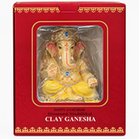 Traditional Ganesh Idol with Traditional Headpiece 6 Inch