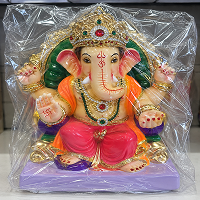 Traditional Ganesh Idol with Embellished Crown 12 Inch