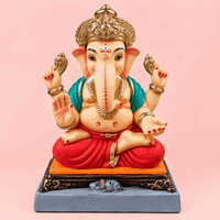Traditional Ganesh Idol with Chowrang Base & Pheta | 12 Inch