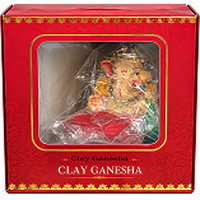 Eco Friendly Ganesh Idol with Jeweled Crown Design 6 Inch