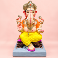 Fine-Carved Ganesh Idol with Traditional Nakshi Detailing | 12 Inch