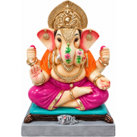 Lightweight Ganesh Idol with Dagdusheth Style Paper Finish | 12 Inch