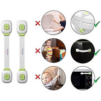 Safe-O-Kid 4 Child Safety Lock Straps/Latches for Baby Proofing - Push Key; Multipurpose; Easily Adjustable & High Quality; Green; Pack of 4 (Size: Pack of 4)