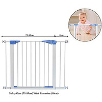Safe-O-Kid ??? Safety Gate 75-95 cm (Covers More Than 3 feet Area) Adjustable, Pure Metal Safety Gate with Secret Lock & 2-Way Auto Close + Four Strong Wall Holders (Size: Size 75-95 cm)