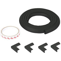 Safe-O-Kid - Unique High Density L-Shaped 2 mtr Long 1 Large Edge Guard with 4 Corner Cushions - Black (Size: Pack of 1)