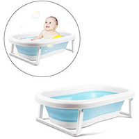 Safe-O-Kid Premium Quality, Anti-Slip Foldable Infant Bathtub, Portable Travel Friendly, Foldable Shower Pool for Kids- (0-3 Years), Blue (Size: Pack of 1)