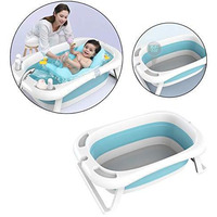 Safe-O-Kid Premium Quality, Digital (Temperature Sensor Time Reading) Bath tub, Portable/Foldable Travel Friendly Bath tub, Shower Pool for Kids- (0-3 Years), Blue (Size: Pack of 1)