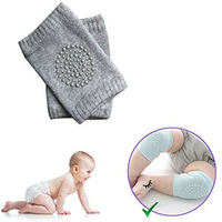 Safe-O-Kid- Pack of 2- Crawling Baby, Toddler, Infant Anti-Slip Elbow and Knee Pads/Guards-Grey (Size: Pack of 2)