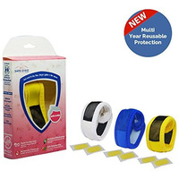 Safe-O-Kid Pack of 3 Yellow & Blue & White Colour Mosquito Repellent Band with 6 Refills and 6 Anti Mosquito Patches- Highly Effective Bands by SafeOMos (Size: Pack of 3)