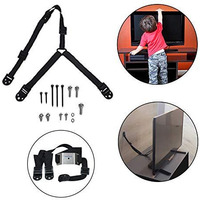 Safe-O-Kid- Pack of 2- TV Anti Fall- Safety Straps/Furniture Baby Proof Wall Anchor Kit- Adjustable Heavy Duty Earthquake Resistant Safety Strap for Child Safety (Size: Pack of 2)