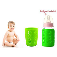 Safe-O-Kid - Pack of 2 - Silicone Baby Feeding Bottle Cover, Sleeve, Holder, Insulated Protection, All Bottle Types, Medium 120 ml, Green (Size: Pack of 2)