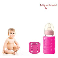 Safe-O-Kid - Pack of 1 - Silicone Baby Feeding Bottle Cover, Sleeve, Holder, Insulated Protection, All Bottle Types, Small 60 ml, Pink (Size: Pack of 1)
