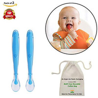 Safe-O-Kid 2 Soft Silicone Tip Spoons, Blue (Size: Pack of 2)