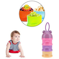 Safe-O-Kid Travel Friendly, BPA-free Portable 3 Layer Container -Assorted Colour (Pack of 2) (Size: Pack of 2)