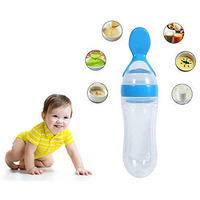Safe-O-Kid 1 Easy Squeezy Silicone Food??Feeder Spoon (Soft Tip) Bottle, Blue, 90ml, Pack of 1 (Size: Pack of 1)