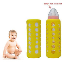 Safe-O-Kid Silicone Baby Feeding Bottle Cover, Sleeve, Holder, Insulated Protection, All Bottle Types, Large 250 ml, Yellow, Pack of 1 (Size: 250 ml - Pack of 1)