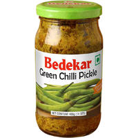 Bedekar Green Chilli Pickle - 400 Gm (14 Oz) [50% Off]