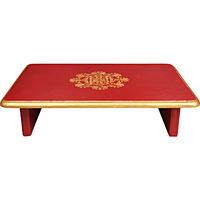 Handmade Wooden Red Temple D??cor Diwali Navratri Puja Chowki End Table (Color: Red)