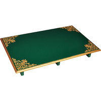 End Table Handmade Wooden Living Room Coffee Table Decor Home Decorative Item Puja Articles Chowki Bajot Patala (Size: 24x15x4, Color: Green)