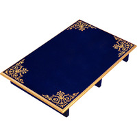 Lalhaveli Blue Low High Stool Altar Table Coffee Stool Chowki Bajot (Size: 24x15x4, Color: Blue)