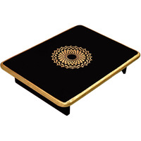 Lalhaveli Blue Low High Stool Altar Table Coffee Stool Chowki Bajot (Size: 24X15X4, Color: Black)