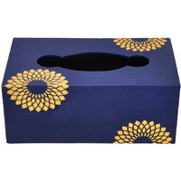 Hand painted Wooden Tissue Box Holder Dispenser Kitchen accessories items (Blue,11x6x4.5 Inch)