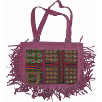 Indian Classic Cotton Bag Embroidered Pink Fabric Women's Fashion Shopping Bag