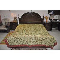 Handmade Cotton Green Embroidered Home Bed Decorative Bedsheet Bed Tapestry 106 Inch