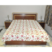 Festival Bedspread Cotton White Print Bedding Bedsheets Bed Cover