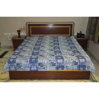 Vintage Cotton Bedspread Blue House Warming Gift Bedding Decor Bedsheet Coverlet