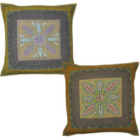 New Embroidered Cushion Covers Cotton Indian Pillow Case Set House Warming Gifts
