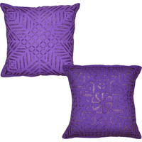 Indian Decor Pillow Covers Cotton Cut Work Design Cushion Cover Pair 43 Cmthrow