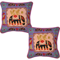 Indian Pillowcases House Warming Elephant Embroidered Bedroom Cushion Covers