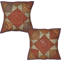 Handmade Patchwork Cushion Covers Pair Patchwork Mirror Retro Pillow Cases 40 Cm