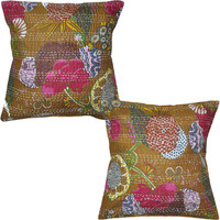 Indian Handmade Cotton Cushion Covers Block Print Throw Pillow Case Pair 16 X 16
