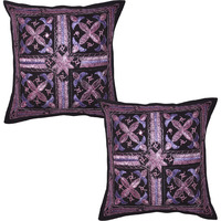 Home Decor Traditional Embroidery Mirror Work Design Cushion Cover 41 X 41 Cm