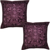 Vintage Cotton Cushion Covers Pair Embroidered Mirror Sofa Bed Pillow Cases 40 Cm