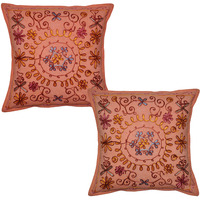 Lalhaveli Embroidered Design Ethnic Cotton Pillow Cushion Cover 40 X 40 Cm