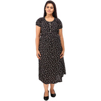 Mamma's Maternity Women's Rayon Black and cream Maternity Dress