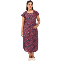 Mamma's Maternity Women's Rayon Maroon Printed Maternity Dress