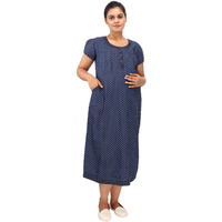 Mamma's Maternity Women's Star Printed Blue Denim Maternity Dress