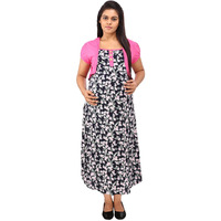 Mamma's Maternity Women's Pink and Black Floral Maternity Dress