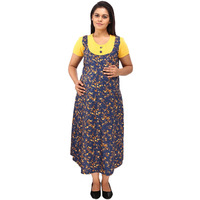 Mamma's Maternity Women's Cotton Yellow and Blue Maternity Dress