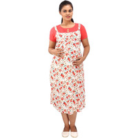 Mamma's Maternity Women's Printed Peach and White Maternity Dress