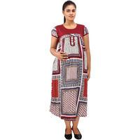 Mamma's Maternity Women's Rayon Printed Red Maternity Dress