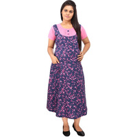 Mamma's Maternity Women's Cotton Pink and Blue Maternity Dress