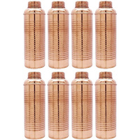 Set of 8 100% Pure Copper Designer Water Bottle Drinkware Flask Bottle 25 Oz Capacity	