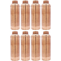 Set of 8 100% Pure Copper Designer Water Bottle Drinkware Flask Bottle 25 Oz Capacity	