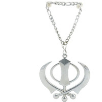 Silver Khanda Large For Car Rear Mirror